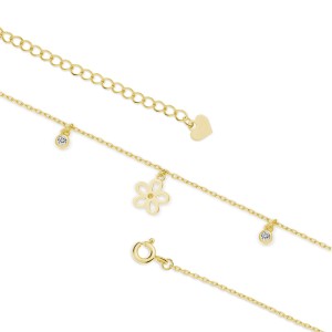 Bratara de picior argint placata cu aur galben cu floare si pietre DiAmanti Z1792XG_W-DIA (Argint 925‰ 2 g.) Bratara de picior argint placata cu aur galben cu floare si pietre DiAmanti Z1792XG_W-DIA (Argint 925‰ 2 g.)